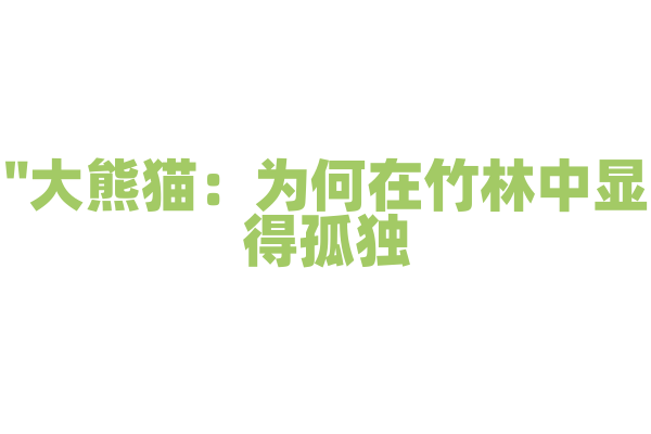 "大熊猫：为何在竹林中显得孤独？"